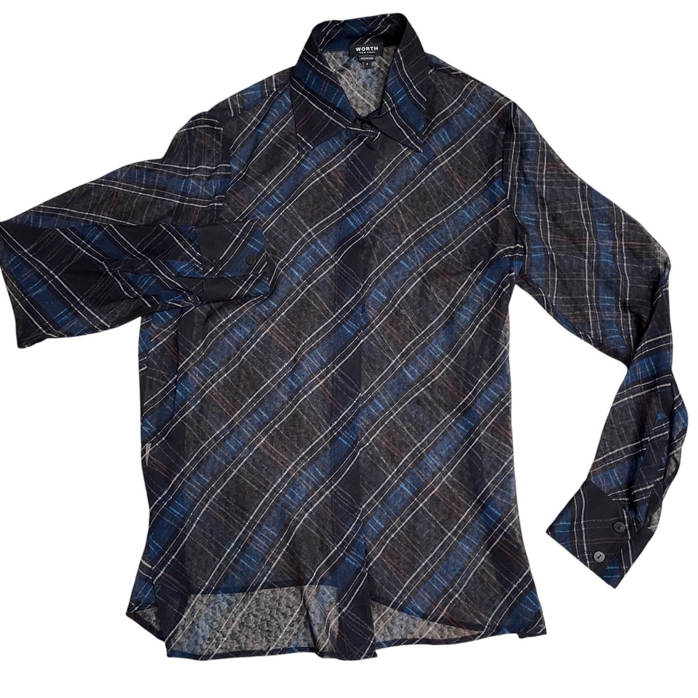 Worth Medium Sheer Button Down Ladies Blouse 100%‎ Silk